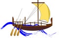 Ancient Egyptian merchant ship with sails